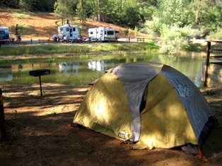 My campsite next to the pond.
